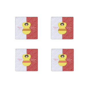 South Vietnamese Angel Flag on Red and White Stone Magnet