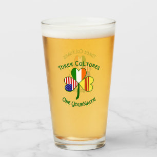 South Vietnamese Irish American Flag Shamrock  Glass