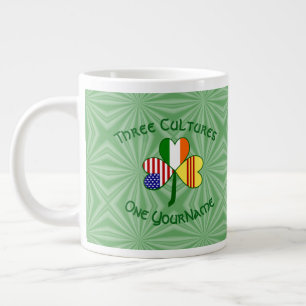 South Vietnamese Irish USA Flags Shamrock Personal Giant Coffee Mug