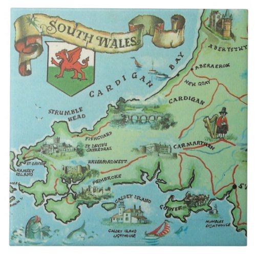 South Wales Map Ceramic Tile
