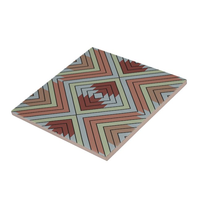 South West American Indian Style Patterned Art Ceramic Tile (Side)