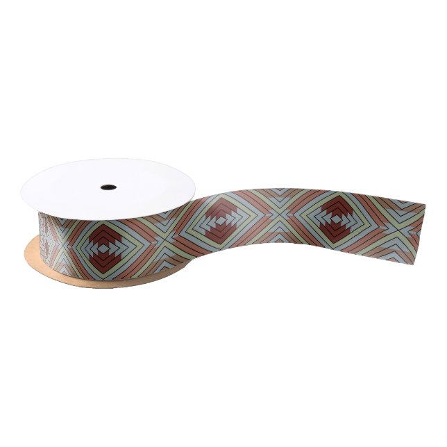 South West American Indian Style Patterned Art Satin Ribbon (Spool)