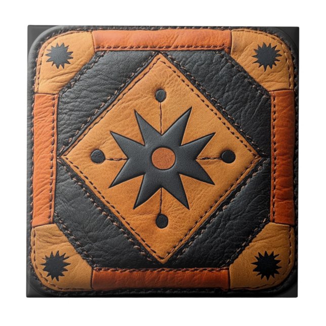 South West Beautiful Country Style Leather Ceramic Tile (Front)