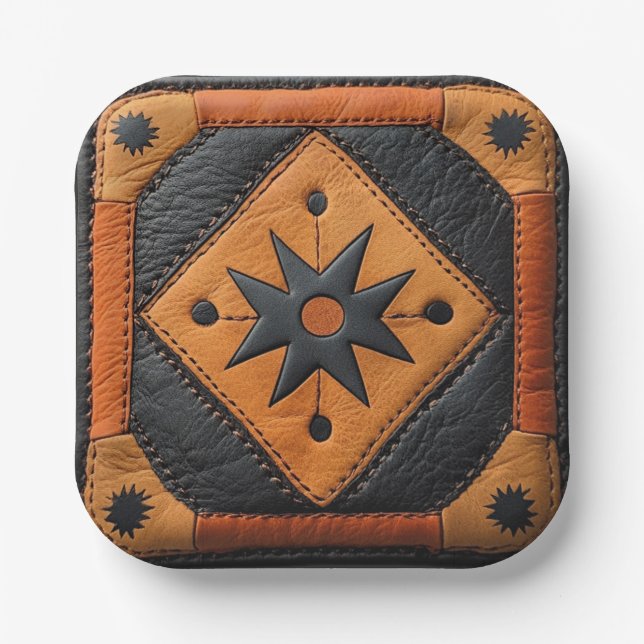 South West Beautiful Country Style Leather Paper Plates (Front)