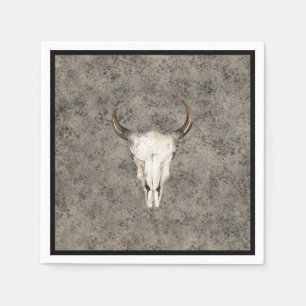 South-West Rustic Ranch Skull Brown Splatter Napkins
