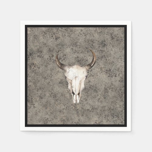 South_West Rustic Ranch Skull Brown Splatter Napkins