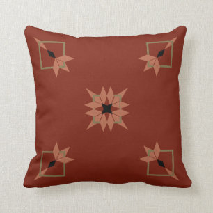 South West Style Deep Brick Red Throw Pillow