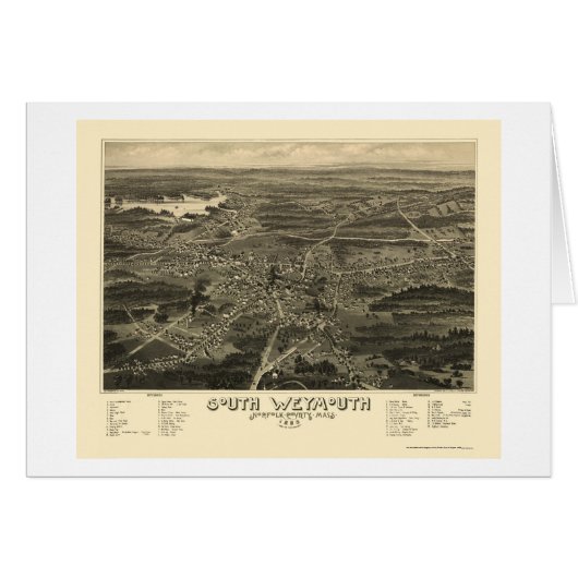 South Weymouth, MA Panoramic Map - 1885 Cards (Front Horizontal)