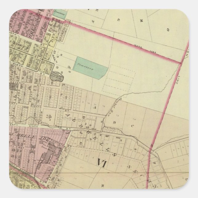 South Wheeling, fifth, sixth and eighth wards Square Sticker (Front)