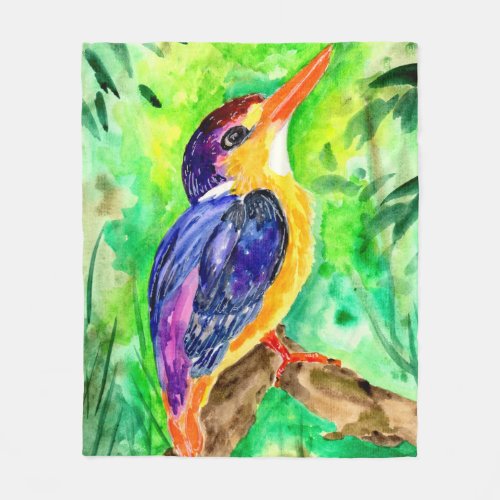 Southamerican Hummingbird Watercolor Fleece Blanket