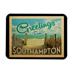 Southampton Beach Vintage Travel Magnet