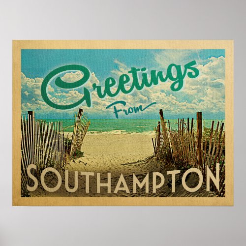 Southampton Beach Vintage Travel Poster