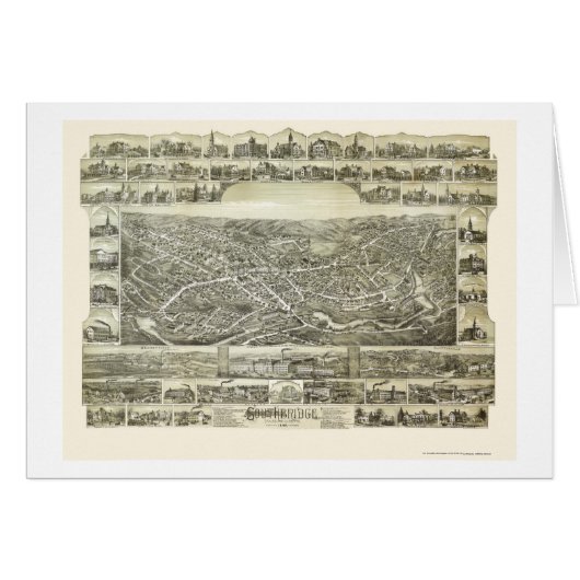 Southbridge, MA Panoramic Map - 1892 Cards (Front Horizontal)