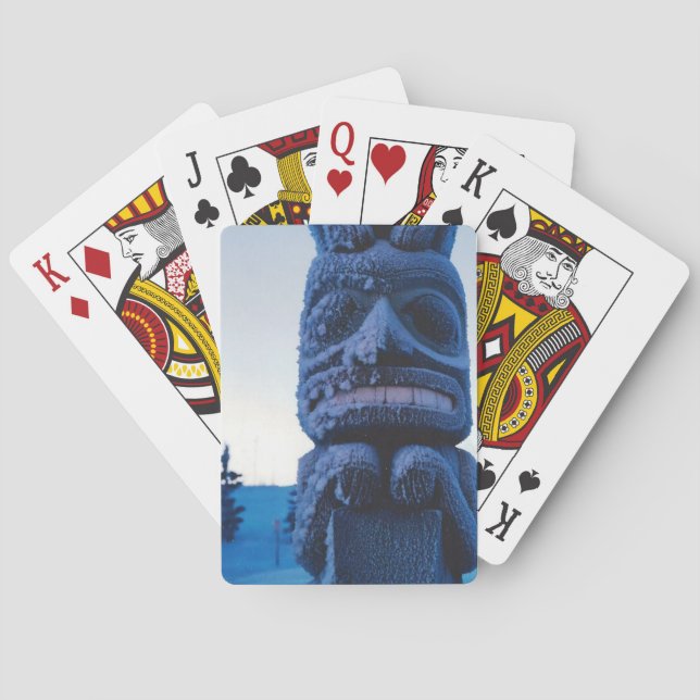 Southeast Alaska Wood Carved Totem Pole Winter Poker Cards (Back)