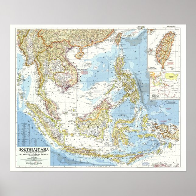 " Southeast Asia: 1955 Detailed MAP ... Poster (Front)