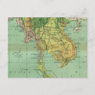 Southeast Asia Antique Map Postcard