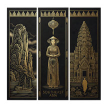 Southeast Asia-Gold Foil Style Print