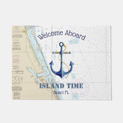 Southeast Florida Boat Name Welcome Aboard Anchor Doormat