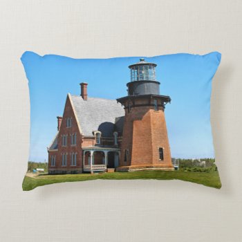 Southeast Lighthouse Block Island Ri Accent Pillow by LighthouseGuy at Zazzle