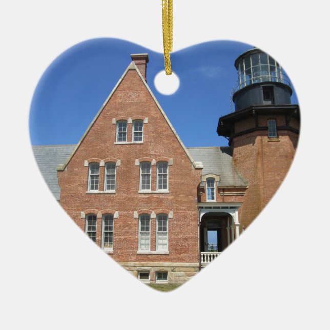 Southeast Lighthouse Building Block Island Ceramic Ornament (Front)
