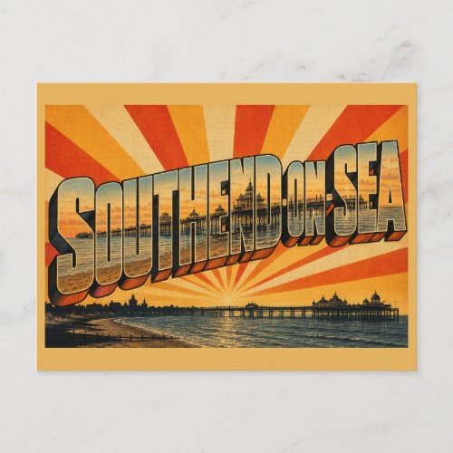 Southend-on-Sea England Coastal Vintage Travel Art Postcard