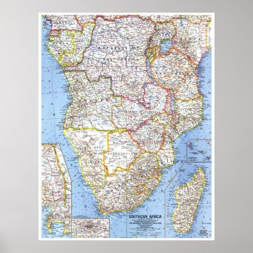  Southern Africa 1962 Detailed map  Poster