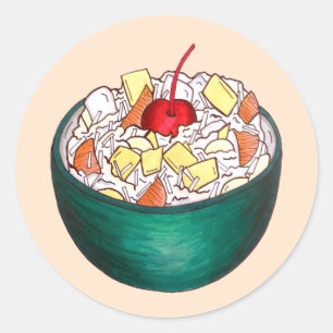 Southern Ambrosia Coconut Marshmallow Fruit Salad Classic Round Sticker