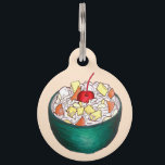 Southern Ambrosia Coconut Marshmallow Fruit Salad Pet ID Tag<br><div class="desc">Design features an original illustration of a bowl of sweet, fluffy, Southern-style ambrosia fruit salad, made with marshmallows, bananas, grapes, pineapple, coconut and mandarin oranges, and topped with a maraschino cherry. This design is also available on other products. Lots of additional food prints are also available from this shop. Don't...</div>