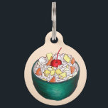 Southern Ambrosia Coconut Marshmallow Fruit Salad Pet ID Tag<br><div class="desc">Design features an original illustration of a bowl of sweet, fluffy, Southern-style ambrosia fruit salad, made with marshmallows, bananas, grapes, pineapple, coconut and mandarin oranges, and topped with a maraschino cherry. This design is also available on other products. Lots of additional food prints are also available from this shop. Don't...</div>