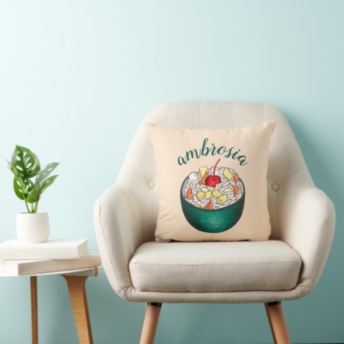 Southern Ambrosia Coconut Marshmallow Fruit Salad Throw Pillow