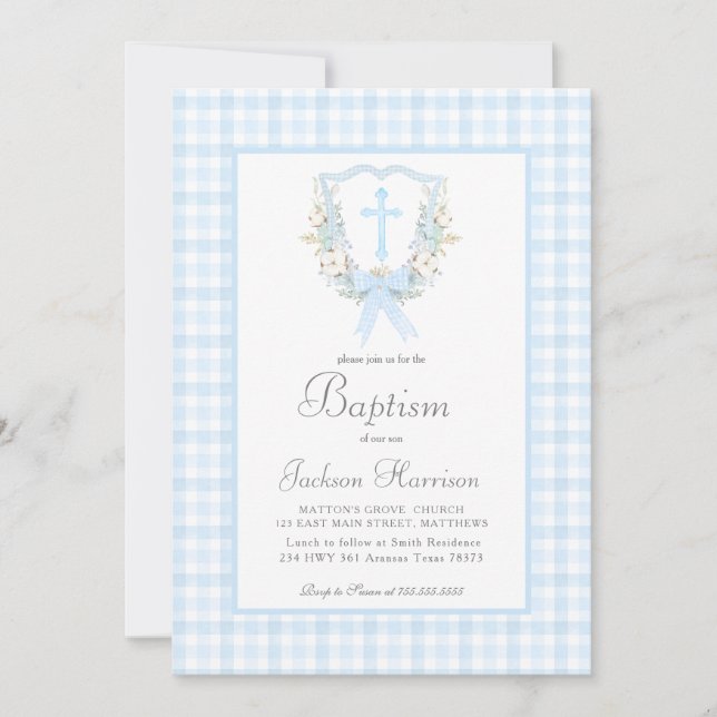 Southern Baptism Invitation, Boy Baptism Invitation (Front)