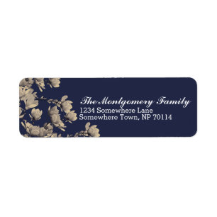 Southern Beige Magnolias & Midnight Blue Label