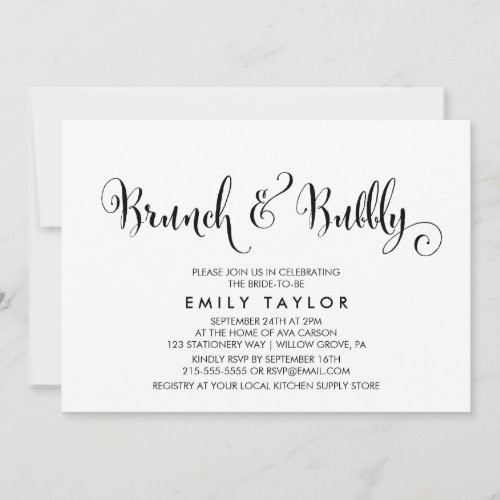 Southern Belle Calligraphy Brunch  Bubbly Invitation