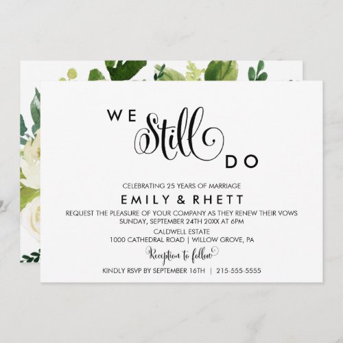 Southern Belle Calligraphy  Floral Vow Renewal Invitation