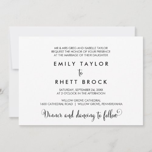 Southern Belle Calligraphy Formal Wedding Invitation