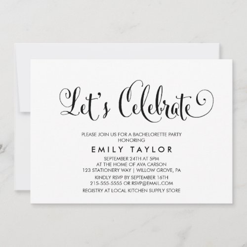 Southern Belle Calligraphy Lets Celebrate Invitation