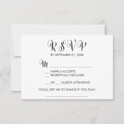 Southern Belle Calligraphy Song Request RSVP Card