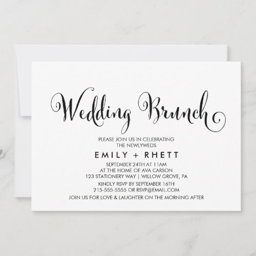 Southern Belle Calligraphy Wedding Brunch Invitation