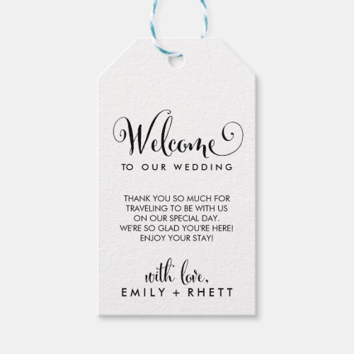 Southern Belle Calligraphy Wedding Welcome Gift Tags