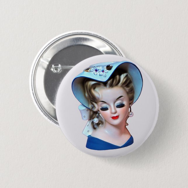 Southern Belle Head Vase Bonnet Lady with Attitude Button (Front & Back)