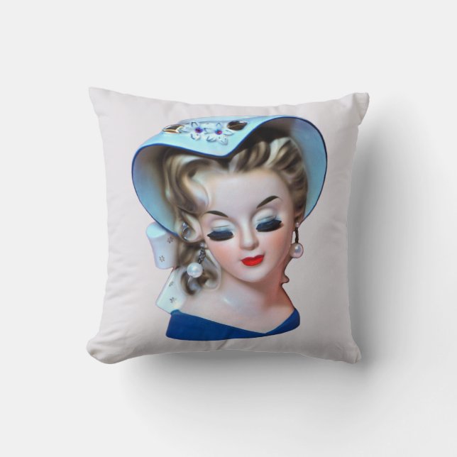 Southern Belle Head Vase Bonnet Lady with Attitude Throw Pillow (Front)