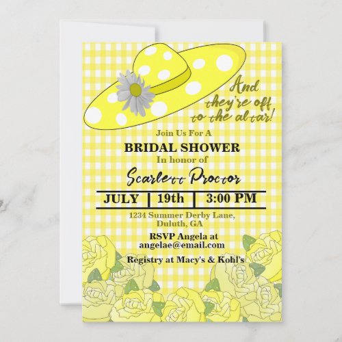 Southern Belle Kentucky Derby Hat Bridal Shower Invitation