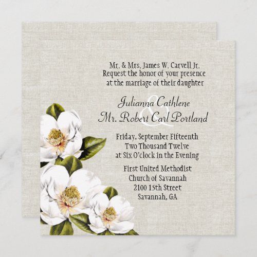 Southern Belle Magnolias Custom Wedding Invitation
