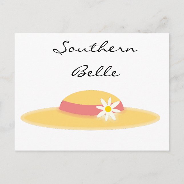Southern Belle Summer Daisy Hat Cute Cartoon Postcard (Front)