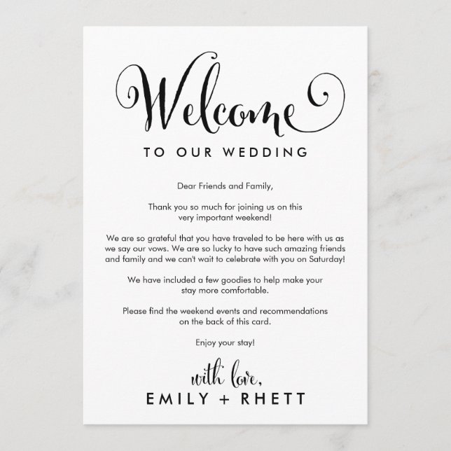 Southern Belle Wedding Welcome Letter & Itinerary Program (Front)