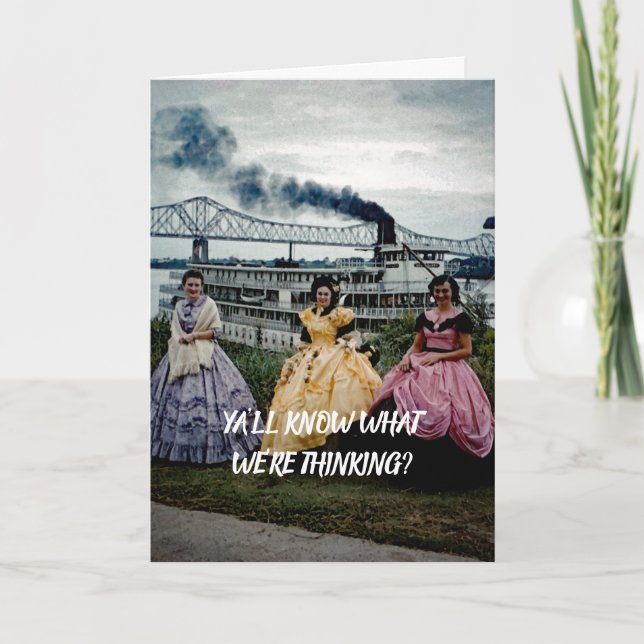 SOUTHERN BELLE WOMEN STEAMBOAT RIVERBOAT BIRTHDAY CARD (Front)