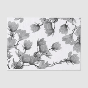 Southern Black & White Magnolia Flowers Tissue Paper