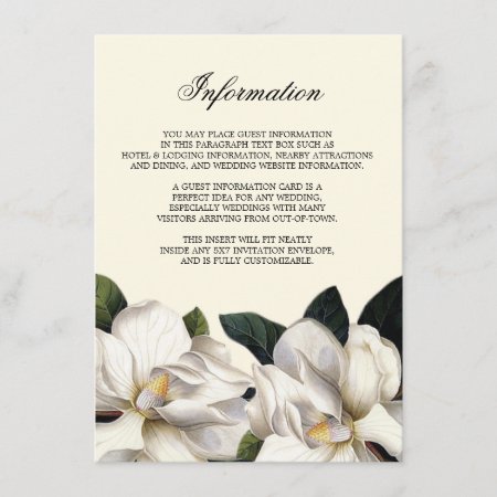 Southern Botanical Wedding Information Insert