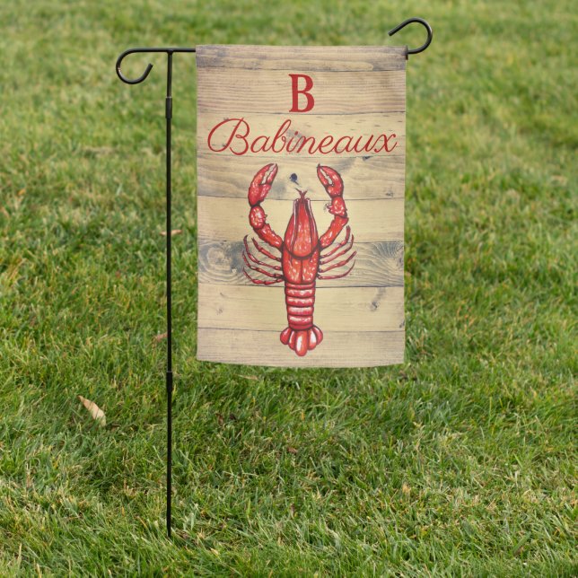 Southern Cajun Crawfish & Wood Planks Garden Flag (In SItu)