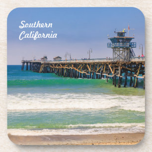 Southern California beach and pier in San Clemente Beverage Coaster